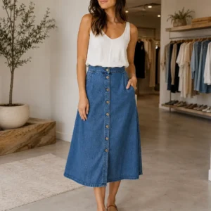 Tessa Button Midi Skirt